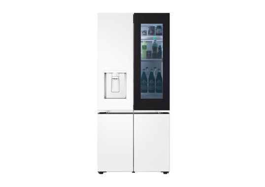 612L French Door Fridge with InstaView & Water Dispenser in White Glass Finish